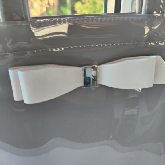 TED BAKER London Large & Small Shopper Tote Bag Duo Set x2 Grey Cream Bow 1 New - Picture 7 of 8